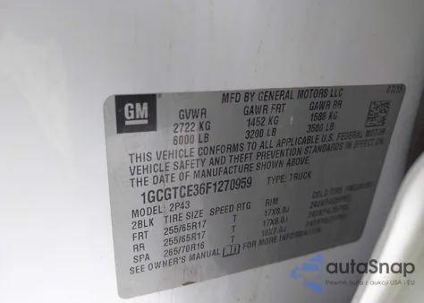 2015 Chevrolet Colorado Z71 из США, поврежденный, VIN 1GCGTCE36F1270959